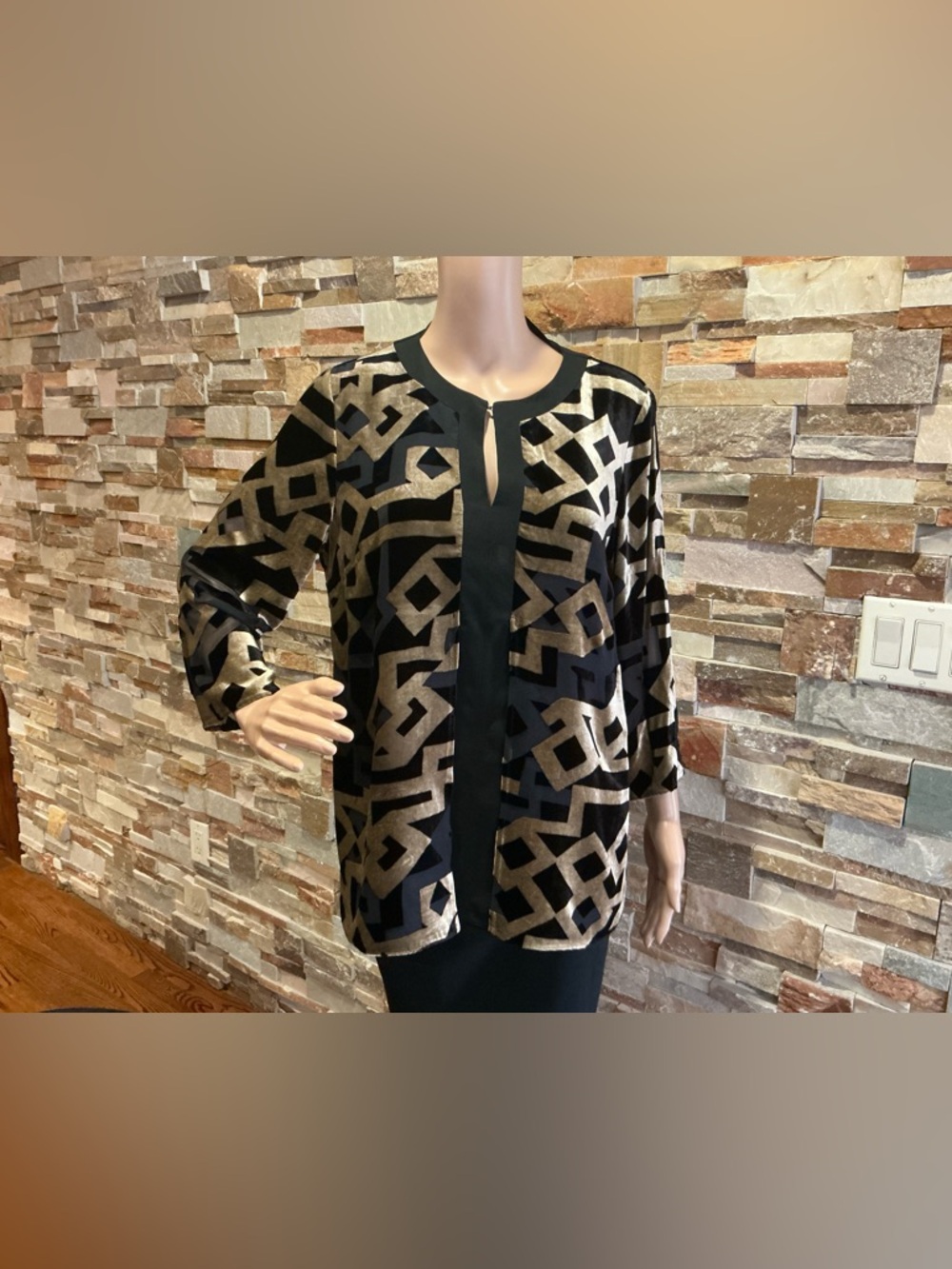 Etro Deco Silk Velvet Devore Top in Gold and Black